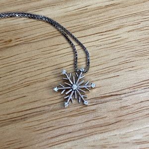 Sterling silver snowflake necklace with diamonds
